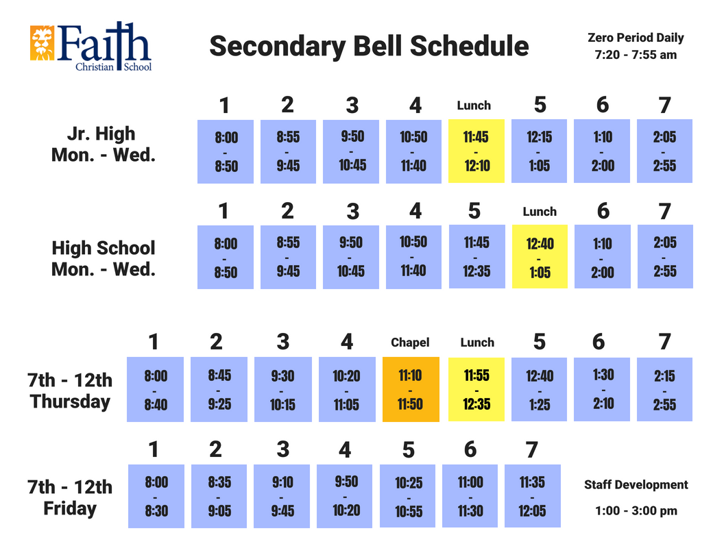 Bell Schedule Faith Christian School, Inc.