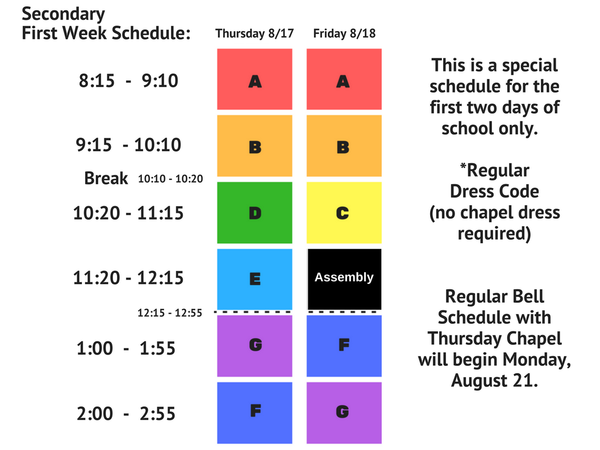 7th-12th: Special Schedule